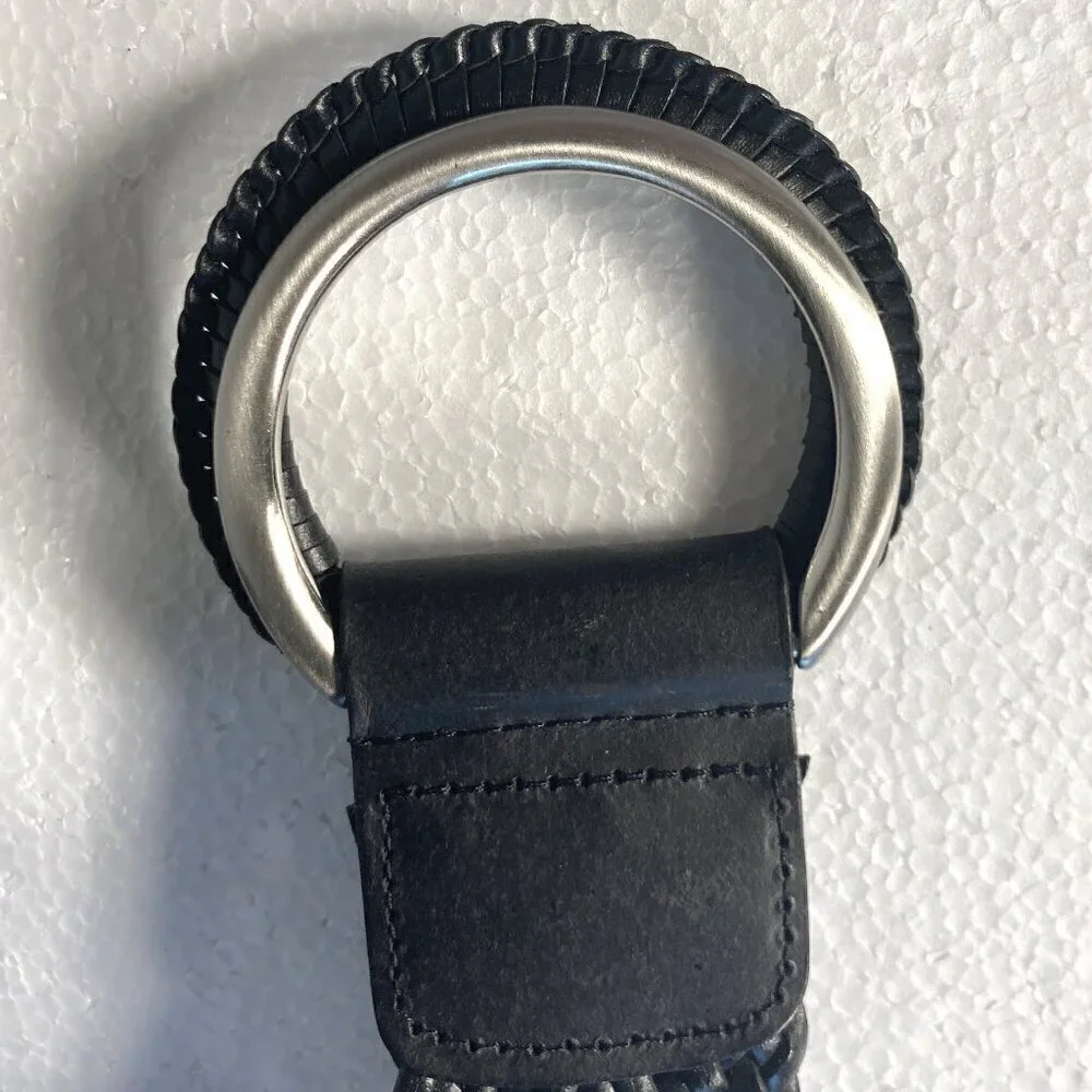 Coldwater Creek SZ S Black braided leather statement belt wear Hip or waist